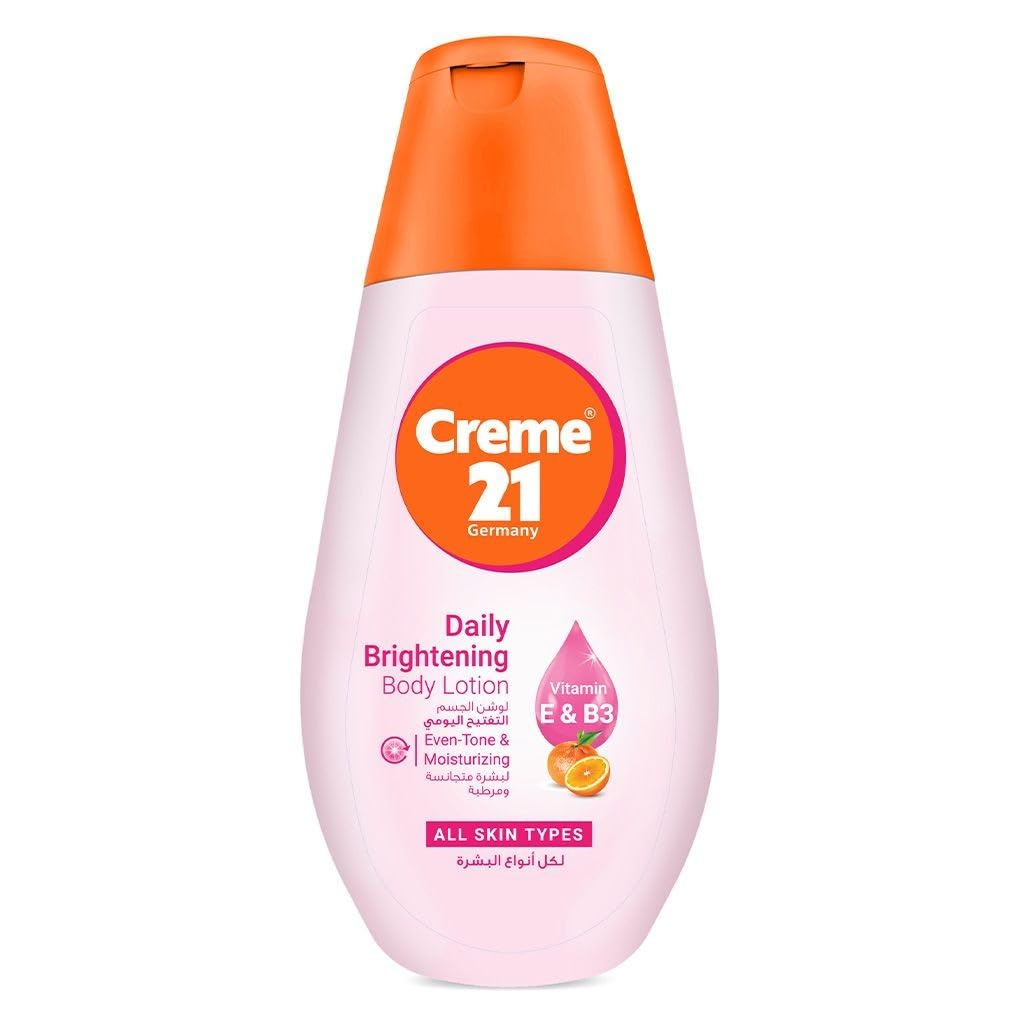 Creme 21 Daily Brightening Lotion - 250 ml | for All Skin Types | with Vitamin E and Vitamin B3 | for Moisturized and Even-toned Skin