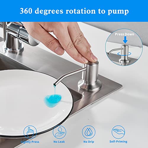 Doiliese DO-ZYQ-LSN1 Built In Soap Dispenser For Kitchen Sink, Brushed Nickel Stainless Steel Countertop Pump Head thumb #4