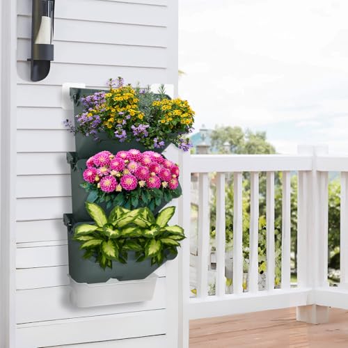 Lot de 3 pots de fleurs muraux à suspendre, jardinière verticale autonome - 7