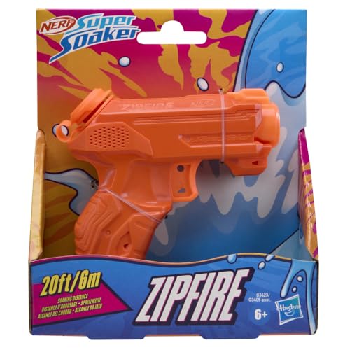Image of Nerf Super Soaker ZipFire Water Blaster - Orange | 97ml Water Tank | Water Blast Range - 20 feet| Pichkari for Outdoor Water Games | Branded Toy Pichkari for Holi Festival | for Kids 6+