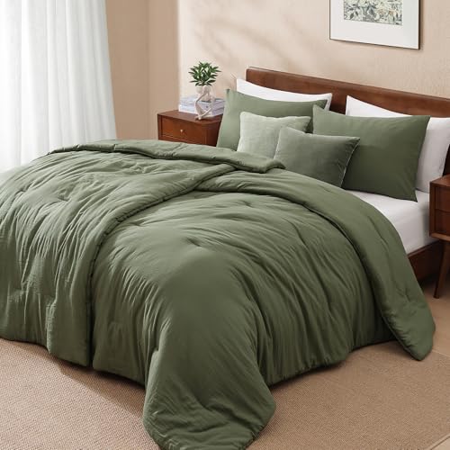 Double Twin Comforter Set-4 Pieces Soft Olive Green Comforter Dorm Bedding by WRENSONGE - Used condition - Image 2