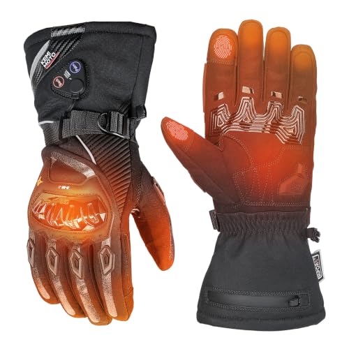 KEMIMOTO Guantes Calefactables Moto Impermeables, 3000 mAH, Doble Zona