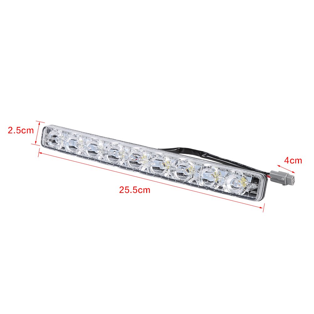 2 luci di marcia diurna a striscia lunga a 9 LED bianche DRL fari di guida antinebbia per auto