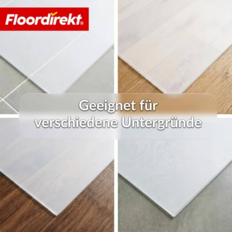Floordirekt Bodenschutzmatte Neo Milky Semi-transparent – Milchweiße Bürostuhlunterlage aus Polypropylen (PP) – Für Hartböden wie Parkett & Laminat – Größe: 85x330 cm