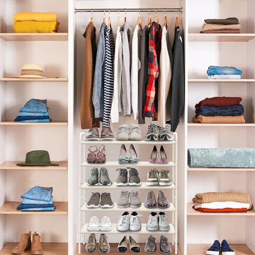 Image of Simple Houseware 5-Tier Shoe Rack Storage Organizer, White