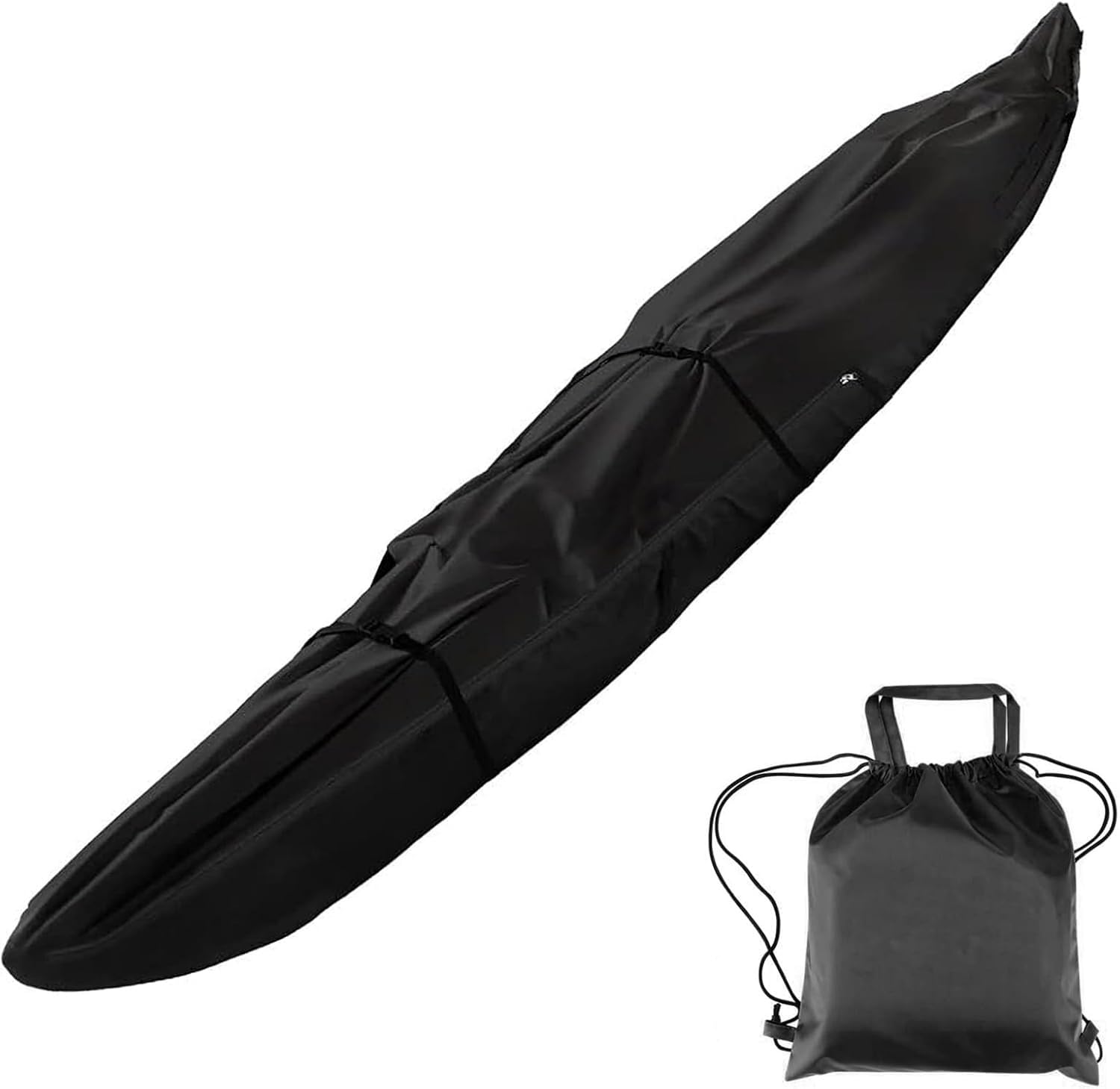 Pokrowiec na łódź holowaną Pokrowiec na kajak 420D Oxford Cloth Torba do przechowywania wewnątrz/na zewnątrz Pokrowiec na kajak Kurtka na łódź(Nero,18FT: 5.5mx1m)