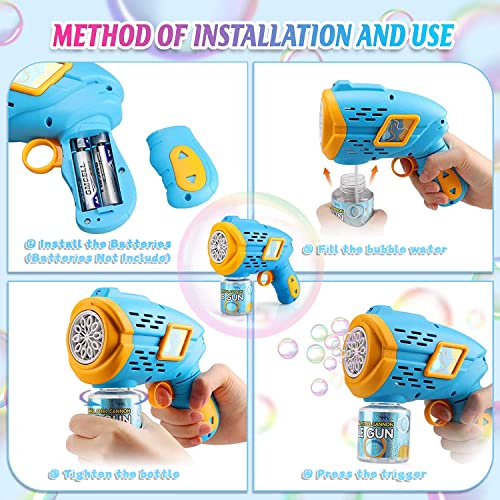 2 Pcs Bubble Machine Gun, Bubble Maker For Kids, Automatic Bubble Blower With 360° Leak-Proof Design, Rich Bubbles, Ergonomic Grip, Fantastic Led Light, Great Summer & Birthday Gift For Kids #TOP5