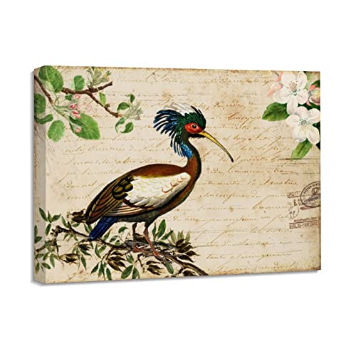 Peinture à l'huile sur toile d'oiseaux avec cadre en bois noble 40x50 cm