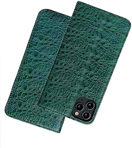 Funda de cuero iPhone 14 Pro ZEDEVB con elegante patrón cocodrilo verde