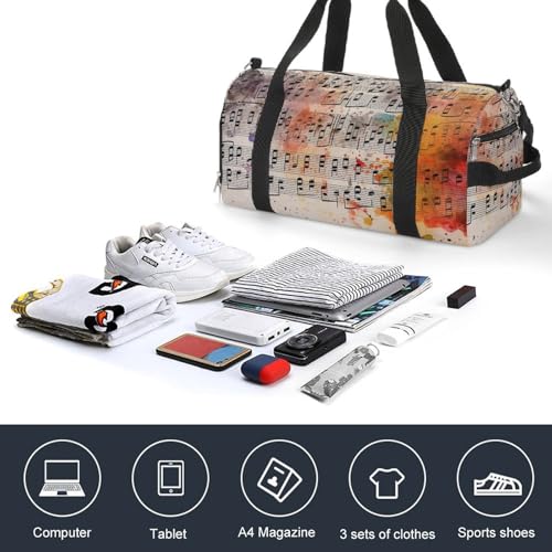 Musical Score Gym Duffel Bag for Boys Girls with Shoe Compartment Travel4