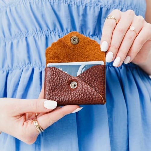 Image of Portland Leather Goods Mini Daisy Wallet for Women - Handmade from the Finest Full-Grain Hides - Features Envelope Design with Snap Closure - Nutmeg