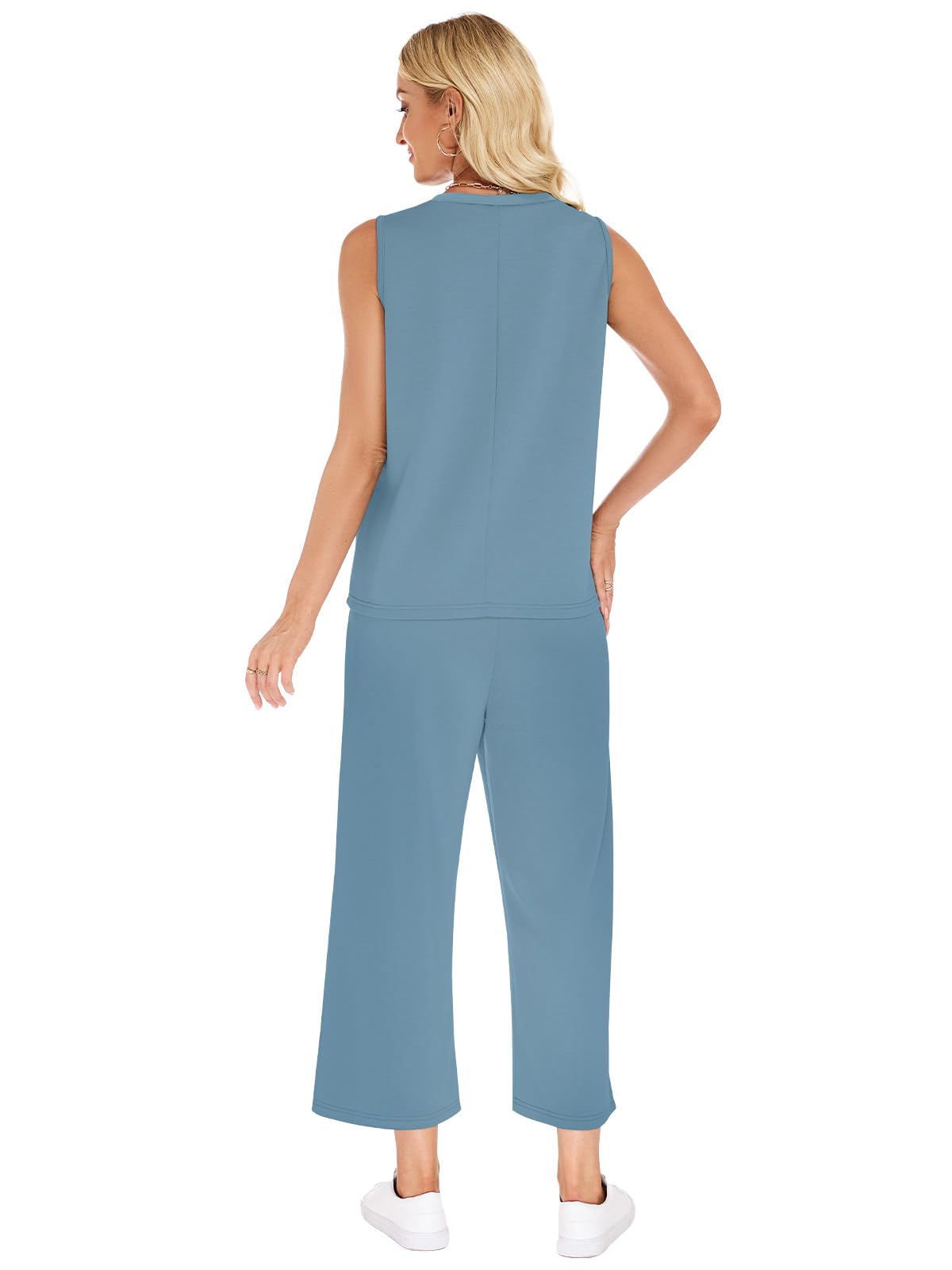 VUTRU Zweiteiler Trainingsanzug Damen Sommer Outfits Tracksuit Kurzarm Lässige Jogginganzug Damen und weite Hose mit Taschen Sport Anzug Hausanzug