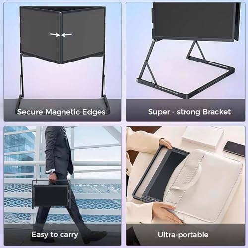 Image of Triple 15.6 Pro Max 3 Screen Monitor, 1080p Tri Fold Monitor for Laptop Extender, Fhd Extended Laptop Screen Extender with 360 Rotation Adjustable Viewing Angles