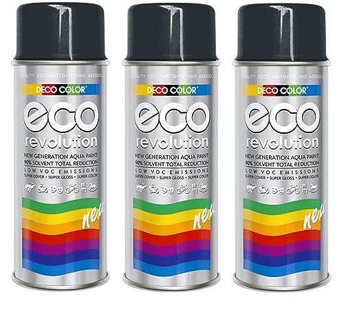 3er Sparpack Deco Color ECO Lackspray glänzend oder matt 400ml nach RAL freie Farbauswahl (3 Dosen ECO RAL 7016 Anthrazit Glanz)