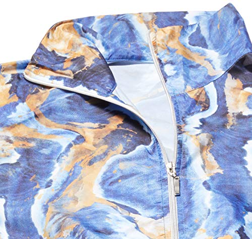 Jaqueta Estampada Manga Dupla Moscow, Alto Giro, Feminino, Azul Ocean, M