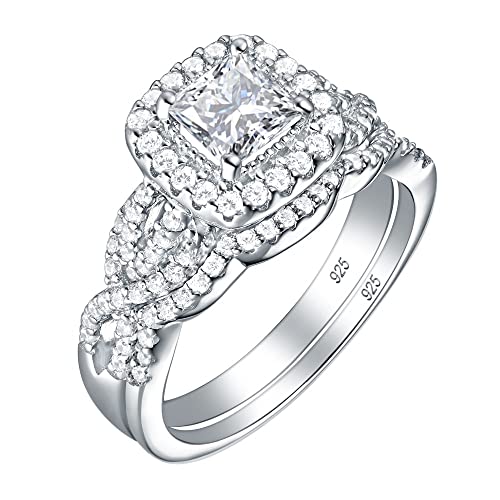 Bague de mariage en argent 925 de haute qualité sertie de zircons cubiques scintillants