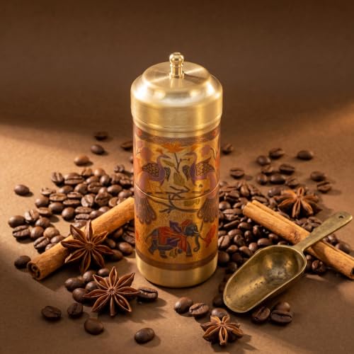 Image of Ekhasa Suvrasa 100% Pure Brass Traditional Printed South Indian Filter Coffee Maker | Coffee Decoction Maker & Drip Coffee Brewer | Brass Coffee Filter for Home & Office | Ideal for 1-2 People
