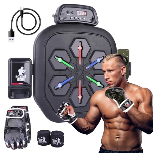 Zeinlenx Music Boxing Machine with Gloves, Wall Mounted, Electronic Boxing Board for Adults and Kids