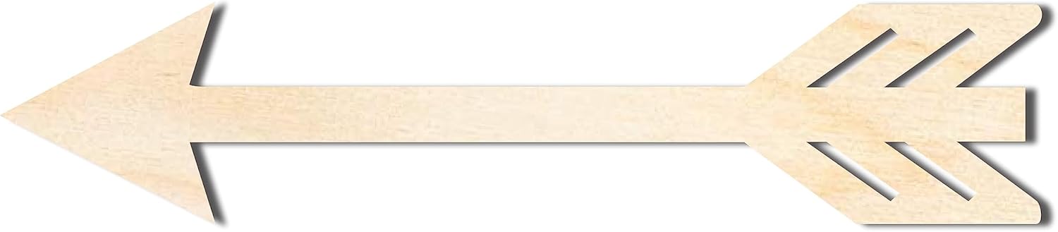 Unfinished Wood Decorative Arrow Shape | Craft Cutout | up to 46" DIY 24" / 1/4"