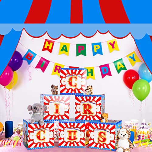 Carnival Circus Theme Party Decorations 6 Pcs Large Circus Party Favors Boxes Blocks Circus Birthday Party Decorations Supplies For Carnival Circus Birthday Halloween Holiday Celebration(8 X 8 Inch) #TOP3