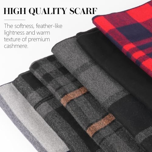 HONGTEYA Mens Winter Warm Long Soft Scarf Plaid Tassel Scarf Unisex Winter Scarves3