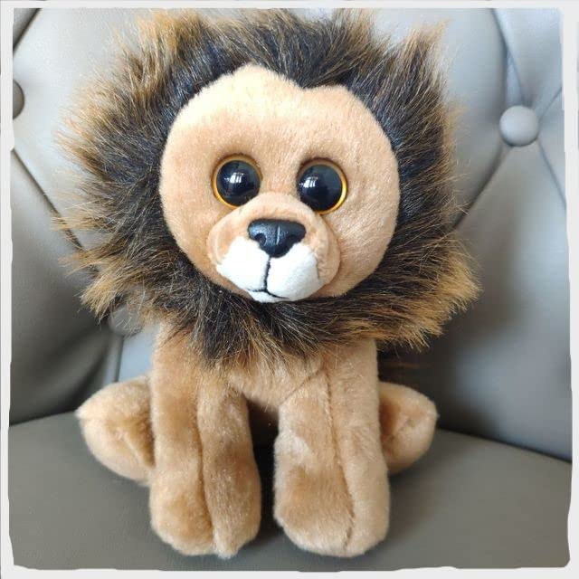 Image of Tickles Lion Glitter Eyes Soft Stuffed Plush Animal Toy for Kids Birthday Gift (Size: 20 cm; Color: Brown & Black)
