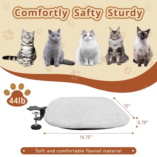 Cama de mesa para gatos - rede para gatos montada resistente com braçadeiras, tecido de flanela maci