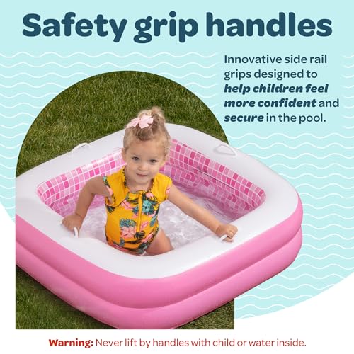 image for GRIP A POOL Inflatable Baby Pool for Toddlers 1-3, Handles, Soft Floor
