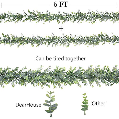 DearHouse 6 Pack Faux Eucalyptus Garland Plant, Artificial Vines Hanging Eucalyptus Leaves Greenery Garland for Wedding Backdrop Arch Wall Decor, 5.9 Feet/pcs UV Protected Indoor Outdoor - Image 5