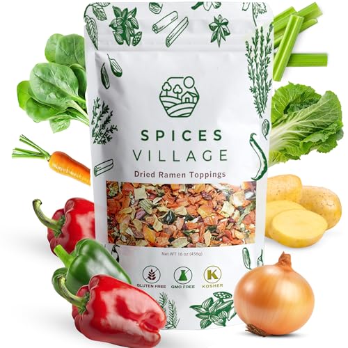 Spices Village Dried Vegetables, Dried Ramen Toppings, Less Carrots More Bell Pepppers, 16 oz, Non GMO, Kosher