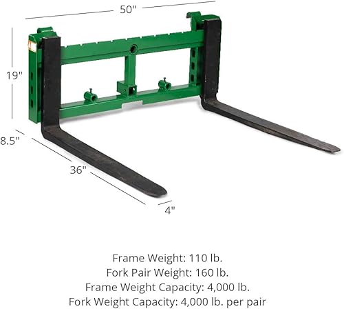 Vista 13 de Titan Attachments Accesorio para horquilla de paleta, cuchillas de horquilla de 48 pulgadas, clasificado 3,000 libras, enganche receptor, se adapta