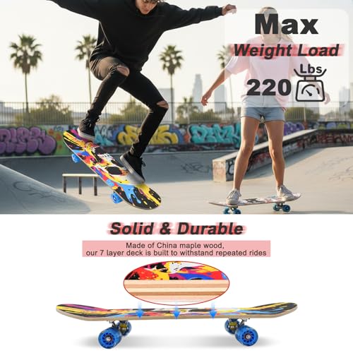 Skateboard roues clignotantes et plateau érable double kick - 3