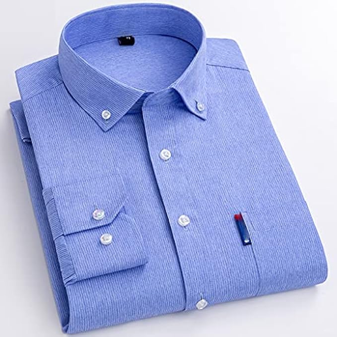 n/a Spring Shirts Mens Fashion Clothing Trends Casual Striped Button Social Camisas England Style Streetwear Slim Fit Male Blouse4XL (Size : 40 is Asian Size L, Style : Style Three)