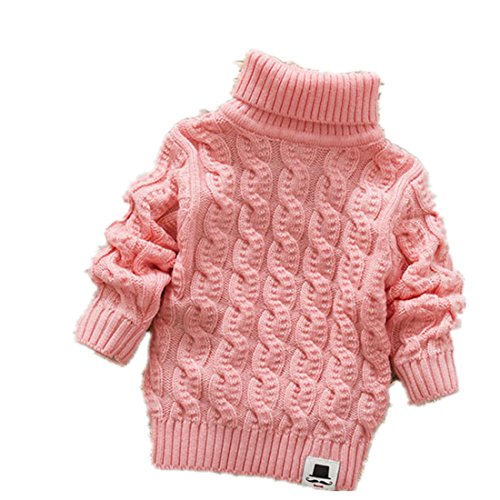 Nine Minow Boys Girls Turtleneck Sweaters Soft Warm Children's Sweater (4-5 Years, Pink)
