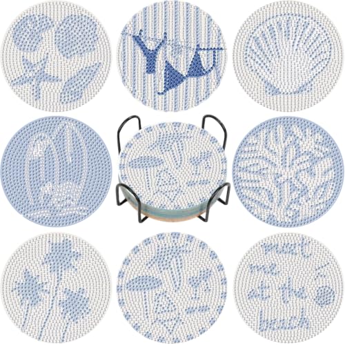 8Pcs Beach Diamond Art Coasters Kits Summer Diamond Painting Coasters Kits