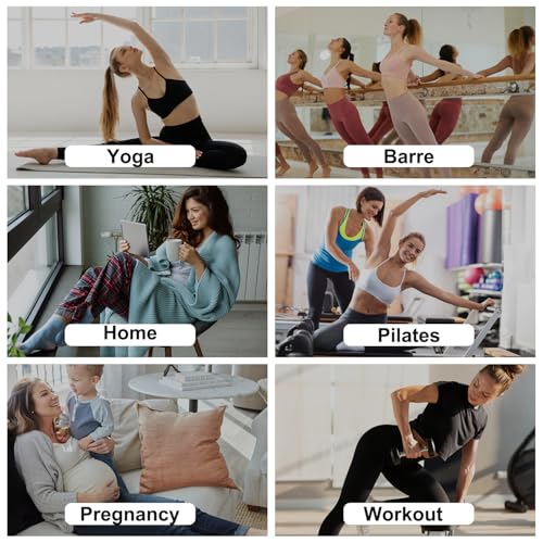 Image of Pilates Socks for Women, Non Slip Grip Socks for Yoga, Barre, Hospital, Grippy Socks Womens Gifts, 4 Pairs