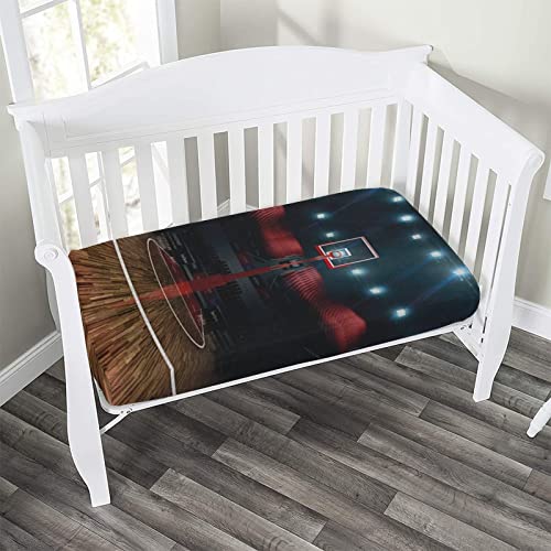 Image of MIPSEC Decorative Crib Sheet,Teen Room Fitted Microfiber Baby & Toddler Crib Sheets,28"x 52", Professional Basketball Arena Stadium Sports Print Crib Sheet Set, for Standard Crib MattressesMulticolor