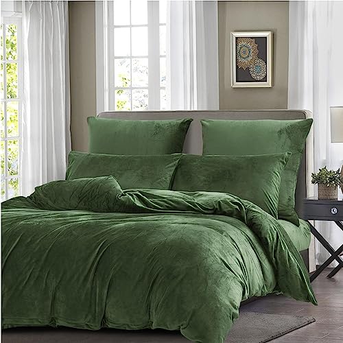 Boqingzhu Plüsch Bettwäsche 135x200cm Biber Grün Salbeigrün Flanell...
