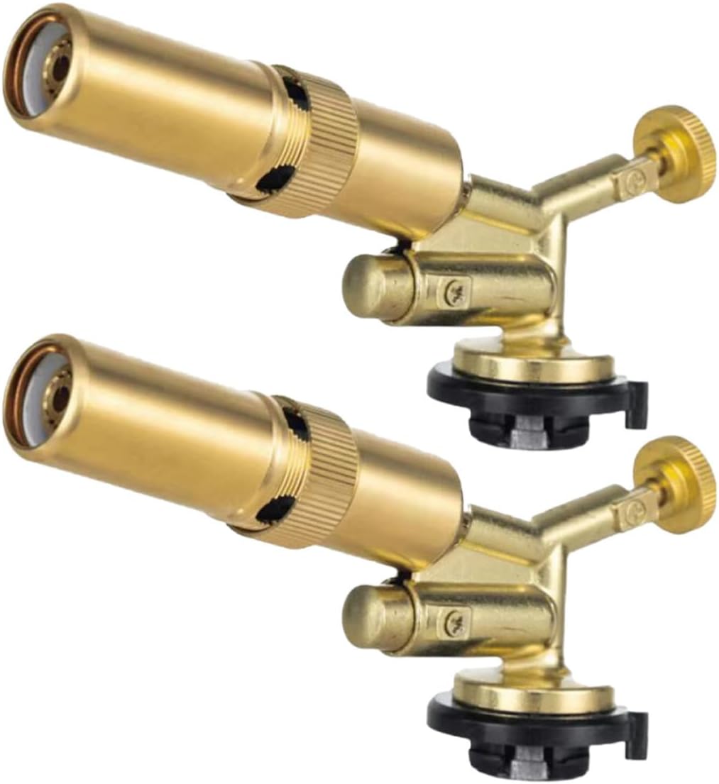 2pcs Cooking Torch Heads with Manual Ignition System, Portable Gas Torch Burners Made of Copper Alloy, Compact Design for Welding and Bbq, Adjustable Flame Lighter for Outdoor