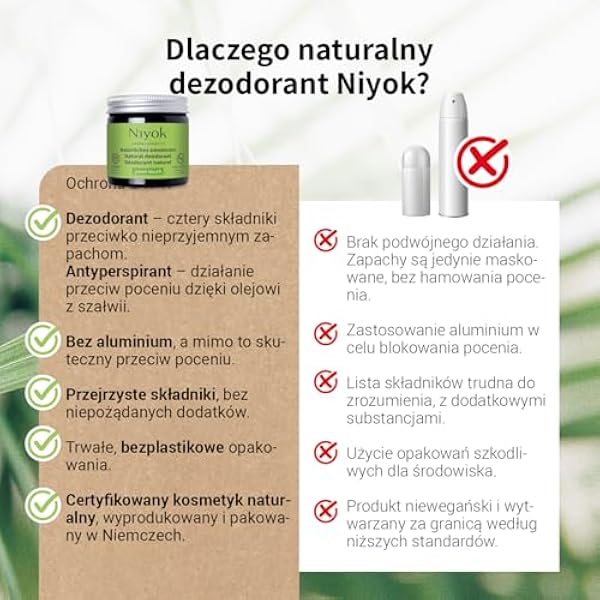 Niyok 2 в 1 Дезодорант-крем GREEN TOUCH 40 мл, Натуральный антиперспирант-крем без алюминия, 24-часовая защита от пота и запаха, Унисекс дезодорант-крем, Веган, сертифицирован COSMOS
