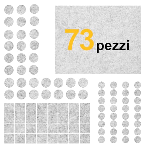 Seaforie Feltrini per Sedie e Mobili 73Pcs, Antiscivolo, Protezione Pavimenti in Legno, 4mm Spessore, Elimina Graffi e Rumore, Feltro Adesivo Forte per Mobili Pesanti，Grigio