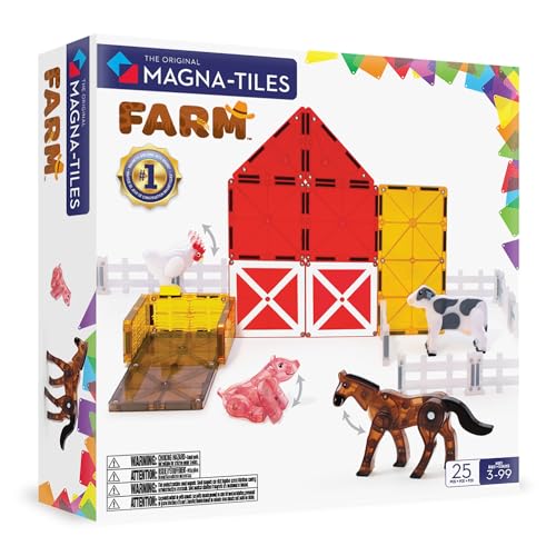 Image of MAGNA-TILES Farm Animals 25-Piece Magnetic Construction Set, The ORIGINAL Magnetic Building Brand