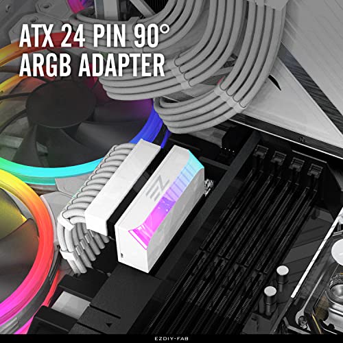 EZDIY-FAB ATX 24-pin 90 Degree Power Connector Adapter 5V 3 Pin ARGB Rainbow Female to Male Power Adapter for Computer Motherboard ATX Power Supply- White-1 Pack - Image 4