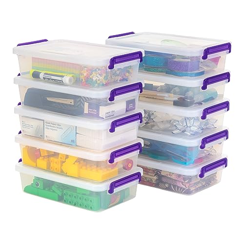 IRIS USA 3 Qt. Plastic Craft Storage Container Bins with Lids, 10 Pack, Small Art & Office Supply Organizer Tote, Sensory Bins & Boxes for Home & University, Stackable, Secure Latch Buckles, Clear by IRIS USA - Image 7