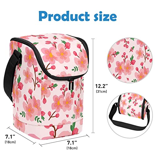 Bolsa de almuerzo pequeña reutilizable con estampado floral rosa 4