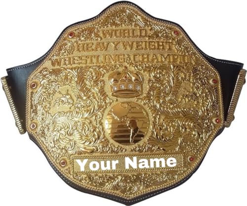 Add your Name Plate, Big Gold World Heavyweight Wrestling Championship Title Belt Replica, 2 Days Production Time, Adult Size, 6mm Thick Plates 7.7lbs Weight