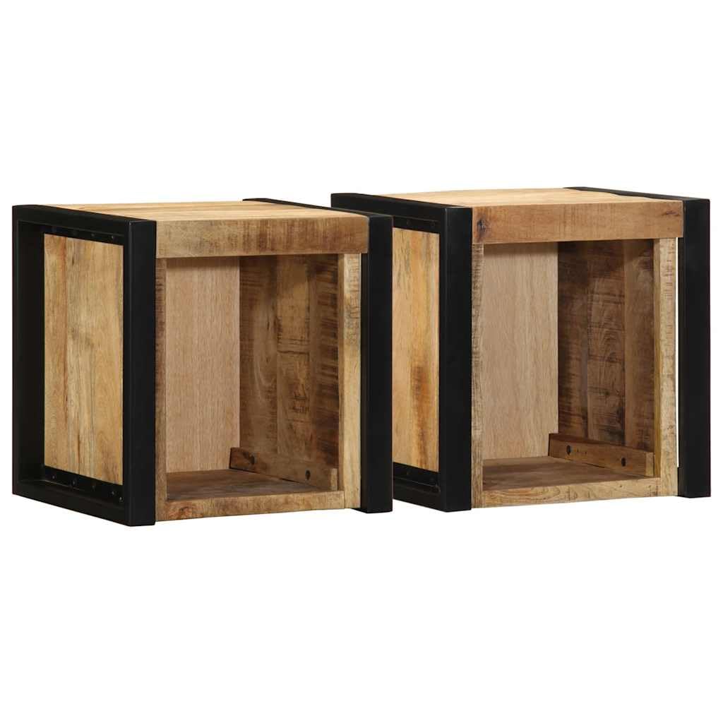 Wandmontierter Nachttisch aus massivem Mangoholz mit Stauraum für Schlafzimmer, robuste Hartholz-Konsolen für Bücher und Deko