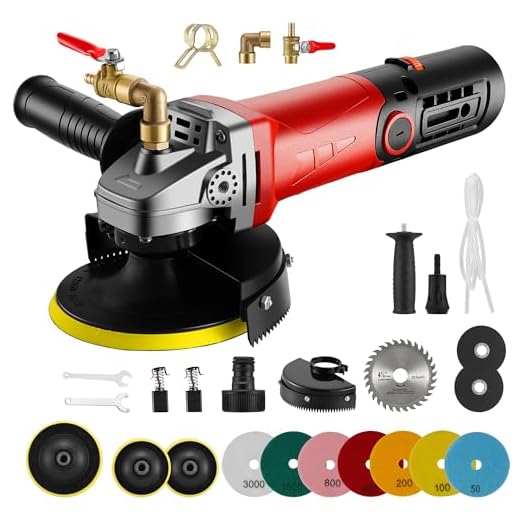 SILVEL 860W Wet Polisher, 4 inch Wet Stone Polisher with 6 Variable Speeds, 110V Granite Polisher with 7 Diamond Polishing Pads for Granite, Marble, Concrete, Stones