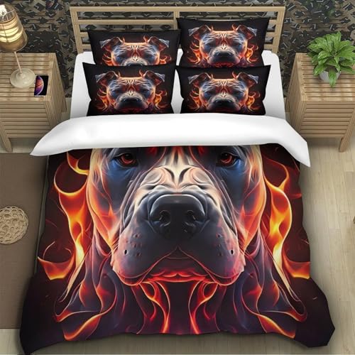 Housse de couette pitbull 3D hypoallergénique contre allergies