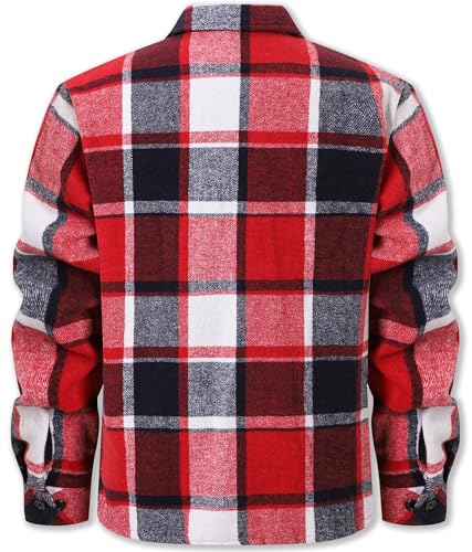 Image of Cromoncent Mens Boys Thick Flannel Shirt Long Sleeve Shirt Jacket Casual Button Down Multi Pockets Shacket